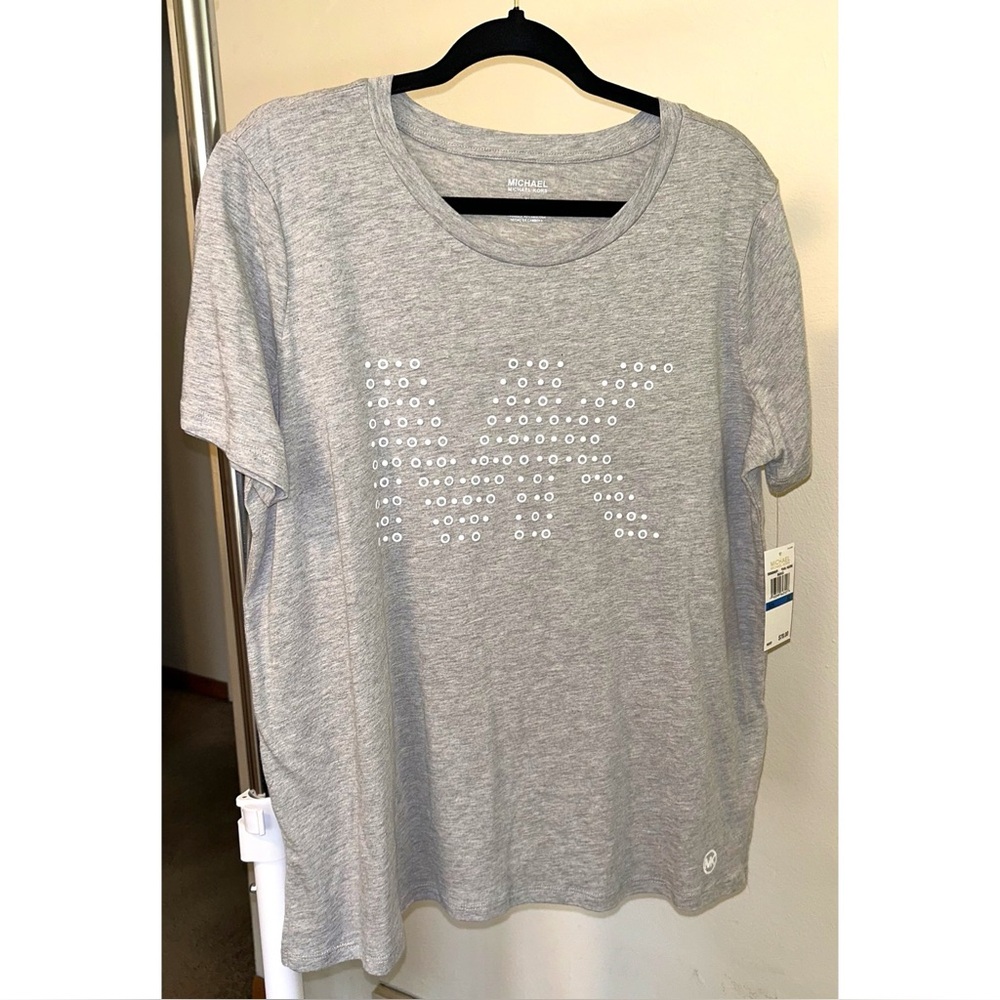 MK Grey Dot Design Logo T-Shirt Size XL